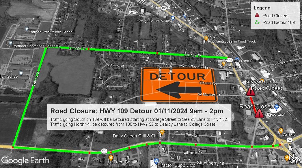 HWY 109 Detour Map